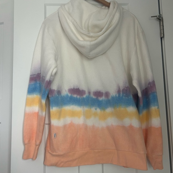 FEAT tie dye pullover blanket soft hoodie mid weight sweatshirt rainbow white M - Picture 5 of 7